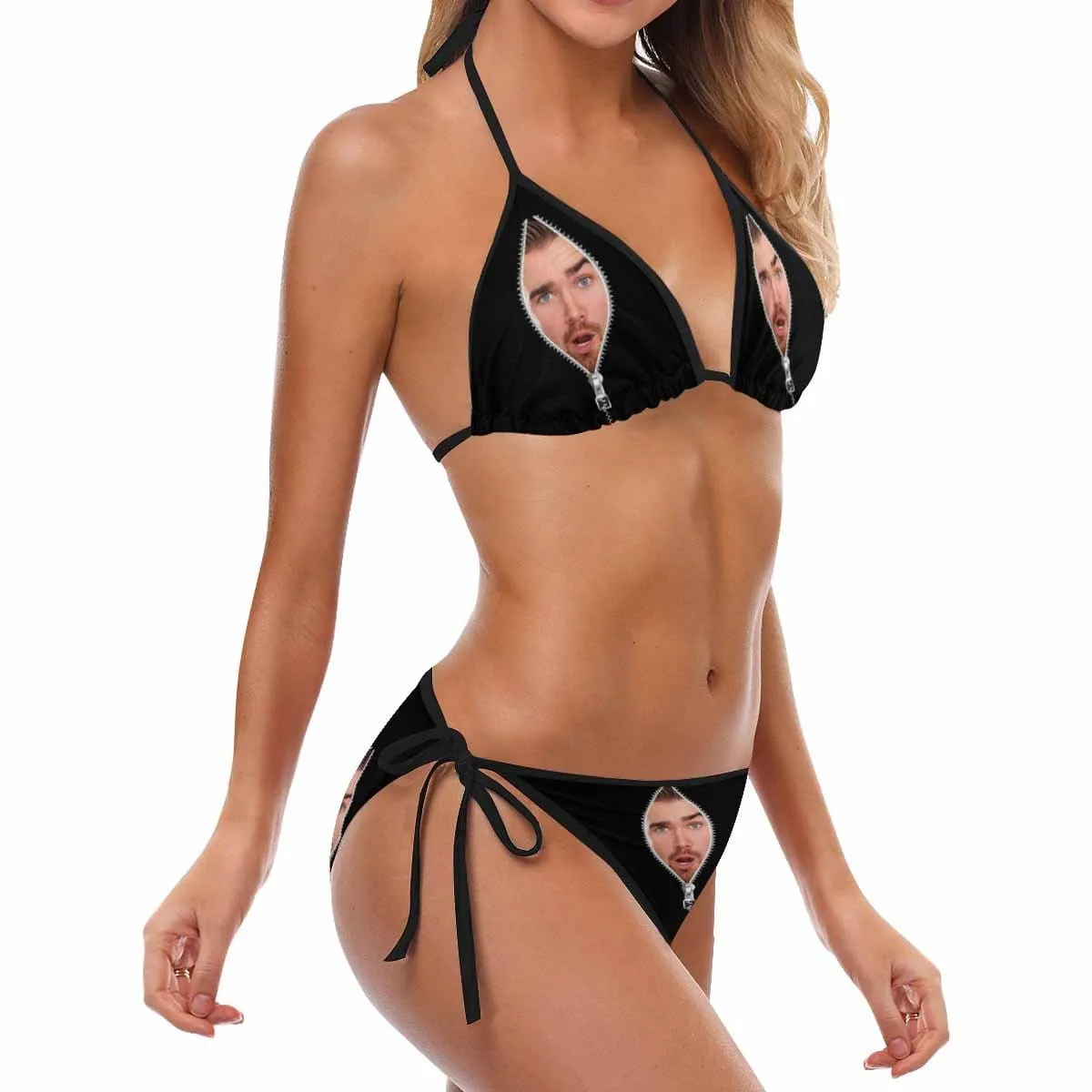 Custom Face Bikini Swimsuit-Zipper Photo