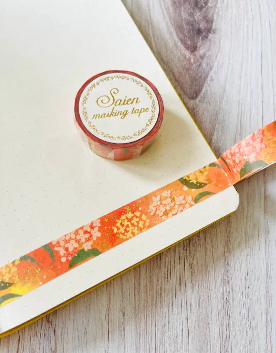 [SAIEN] Chocolate Cosmos & Osmanthus washi tape